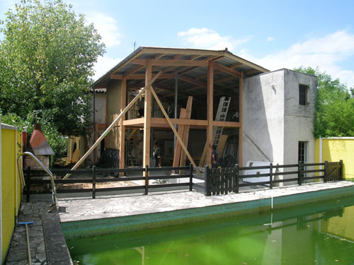 construction bois, toiture et passerelle