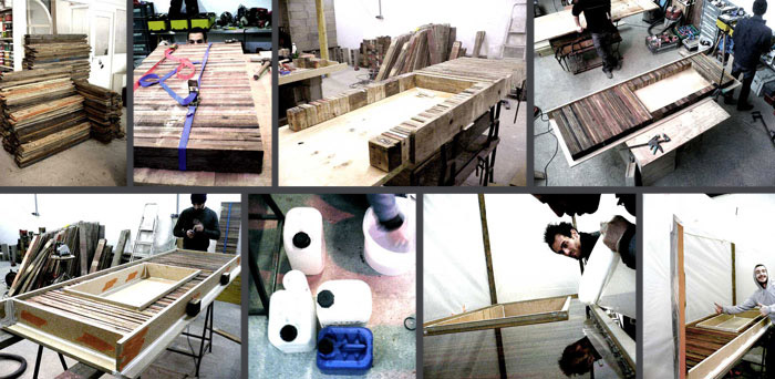 montage du plan de travail en bois de palette empil
