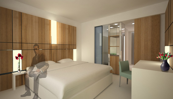 Projet chambre d'hôtel à Paris : une réalisation de Cittadini - des Déserts