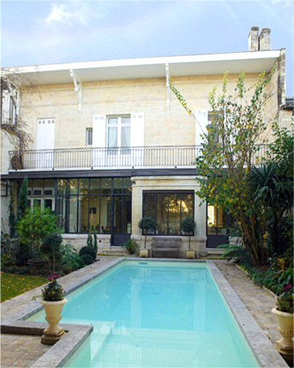fa�ade maison, piscine, bassin