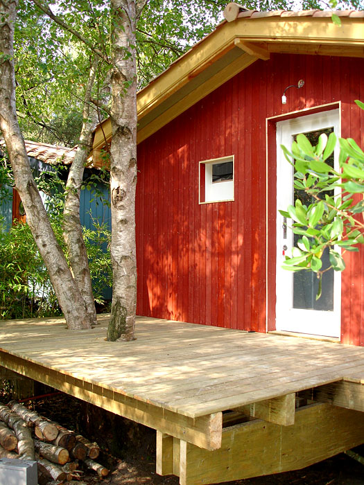 fa�ade de cabane, terrasse