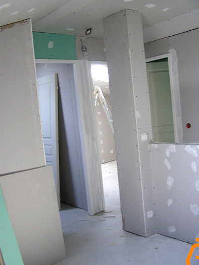 pose du placopl�tre dans les chambres