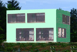 fa�ade maison vitr�e
