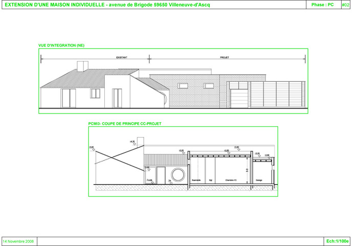 vues �l�vation de la maison et de sa nouvelle extension
