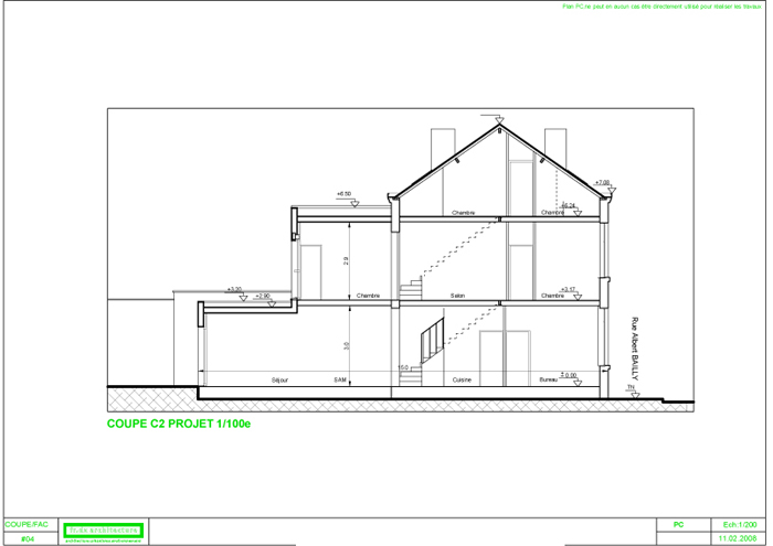 coupe de la maison r�nov�e et de l'extension