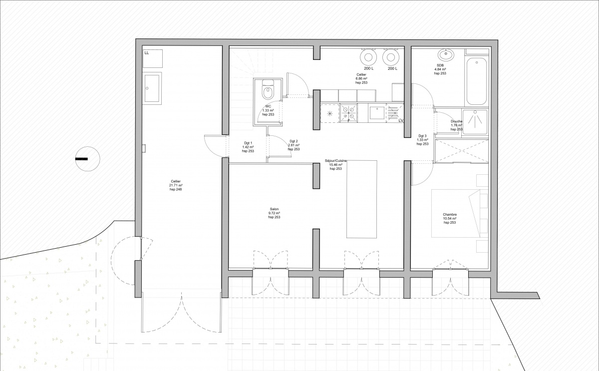 Rnovation d'une maison individuelle  Lge-Cap-Ferret : Plan tat des lieux