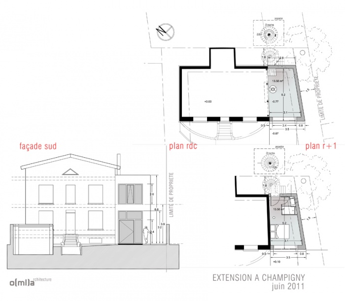 Extension d'une maison  champigny : plans