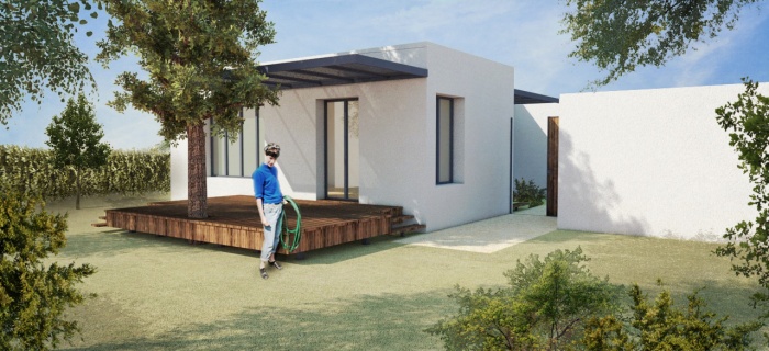 Villa contemporaine avec pergolas, terrasses et jardin. : _Vue sud-est retouche_WEB